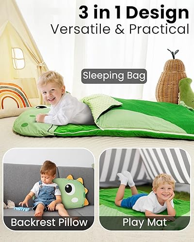 Miniatura 2 de Primlect Saco de dormir para niños con almohada, tapete para siesta más grande, saco de dormir de felpa para niños y niñas, guardería, preescolar,