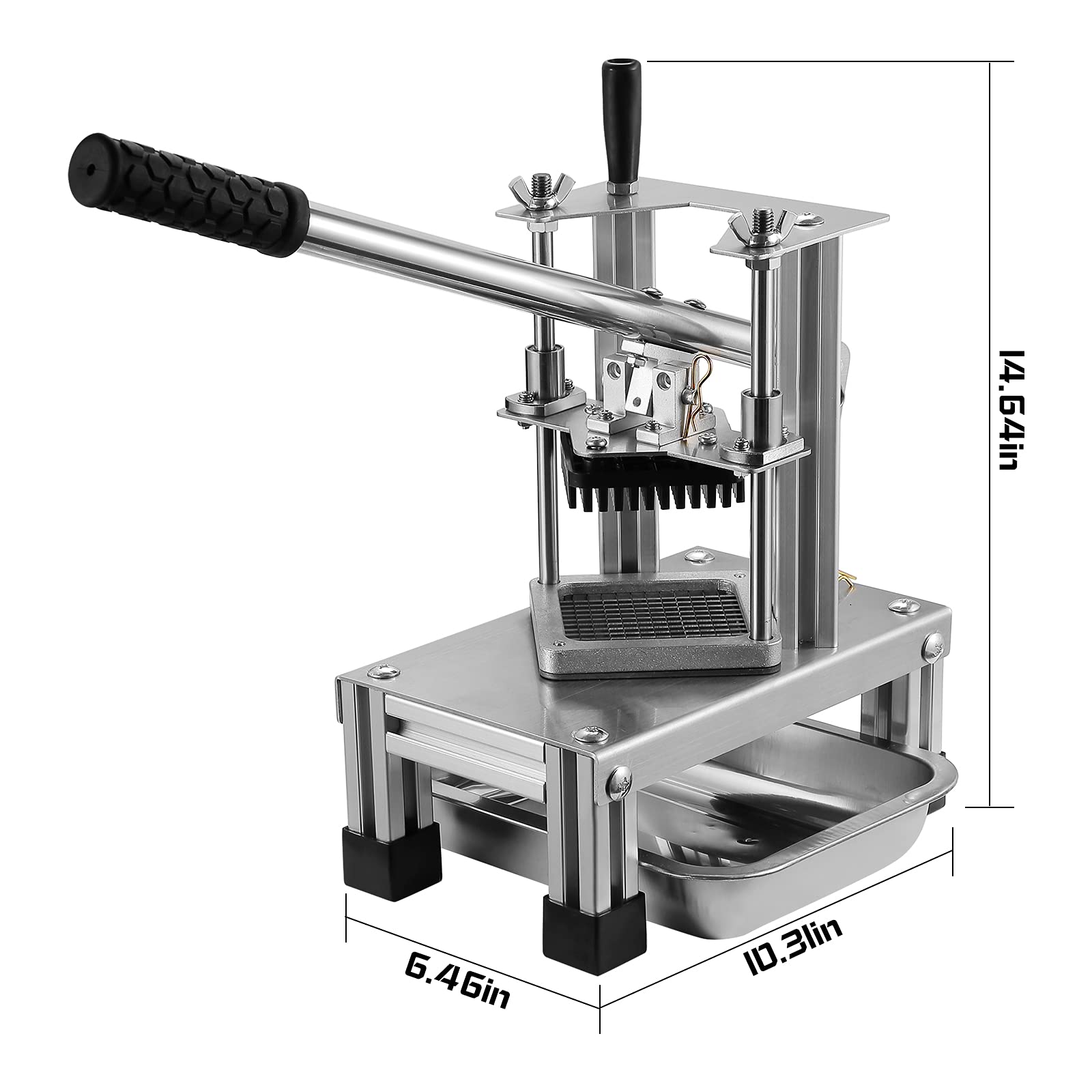 Commerciali Taglierina per Patatine Fritte con 3 Lame di Ricambio, 1/2'', 1/4" e 3/8" Lama Tritatutto Easy Dicer Tagliapatate al Limone per Patatine Fritte Maniglia estesa