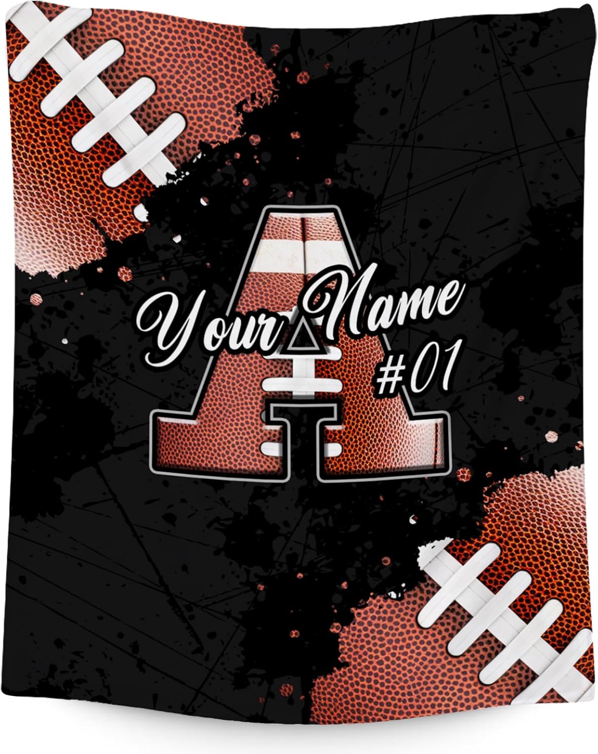COZYAURA Custom Football Blanket Gifts for Boys - Personalized Initial Sports Blanket with Name - 60x80 Inches Cozy Fleece Large Throw for Adults - Cool Ideas Decor for Football Players