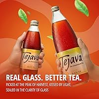 Vista 4 de Tejava Té helado negro limón, paquete de 12, botellas de vidrio de 1 litro, sin azúcar, sin OMG, Kosher, sin azúcar ni edulcorantes, sin calorías