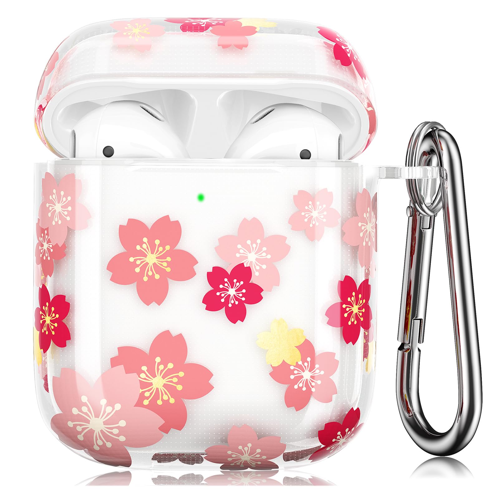 QINGQING Compatible with AirPods Case, Cute Printed Design Airpods Protective Hard Case Cover Portable & Shockproof Women Men with Keychain for