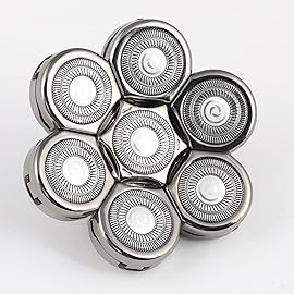 7 Blades Head Men\'s Electric Shaver Replacement Heads Floating Washable Shaver Replacement Blades for Bald Men (Silvery)