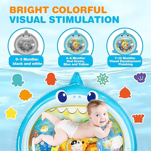 Miniatura 7 de Jollybaby Tapete de agua extra grande para bebés de 0 a 6 a 12 meses, juguetes sensoriales para bebés de 0 a 3 a 6 meses, tapete de juego para bebé,