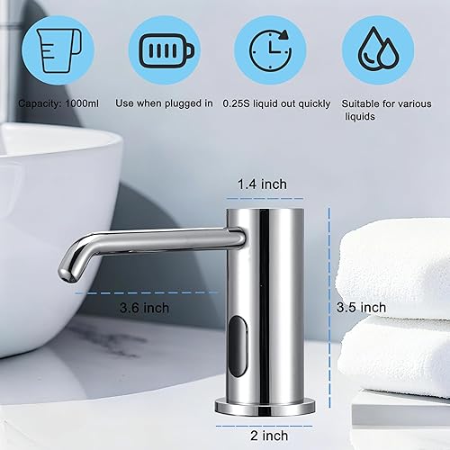 Miniatura 2 de Dispensador automático de jabón sin contacto para fregadero de cocina y baño, dispensador de jabón eléctrico integrado, sensores infrarrojos,