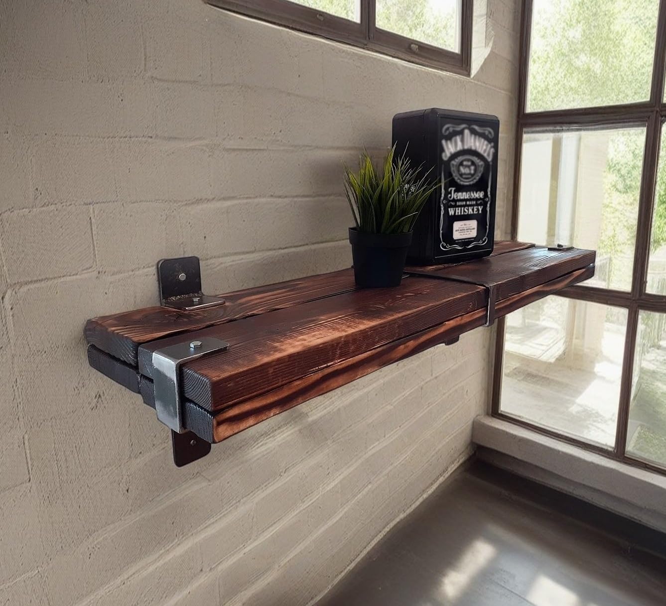CHYRKA Wall-Mounted Shelf, Industrial, Modern, Contemporary Style, 1 Shelf, Brown, 23.62" Floating Shelf