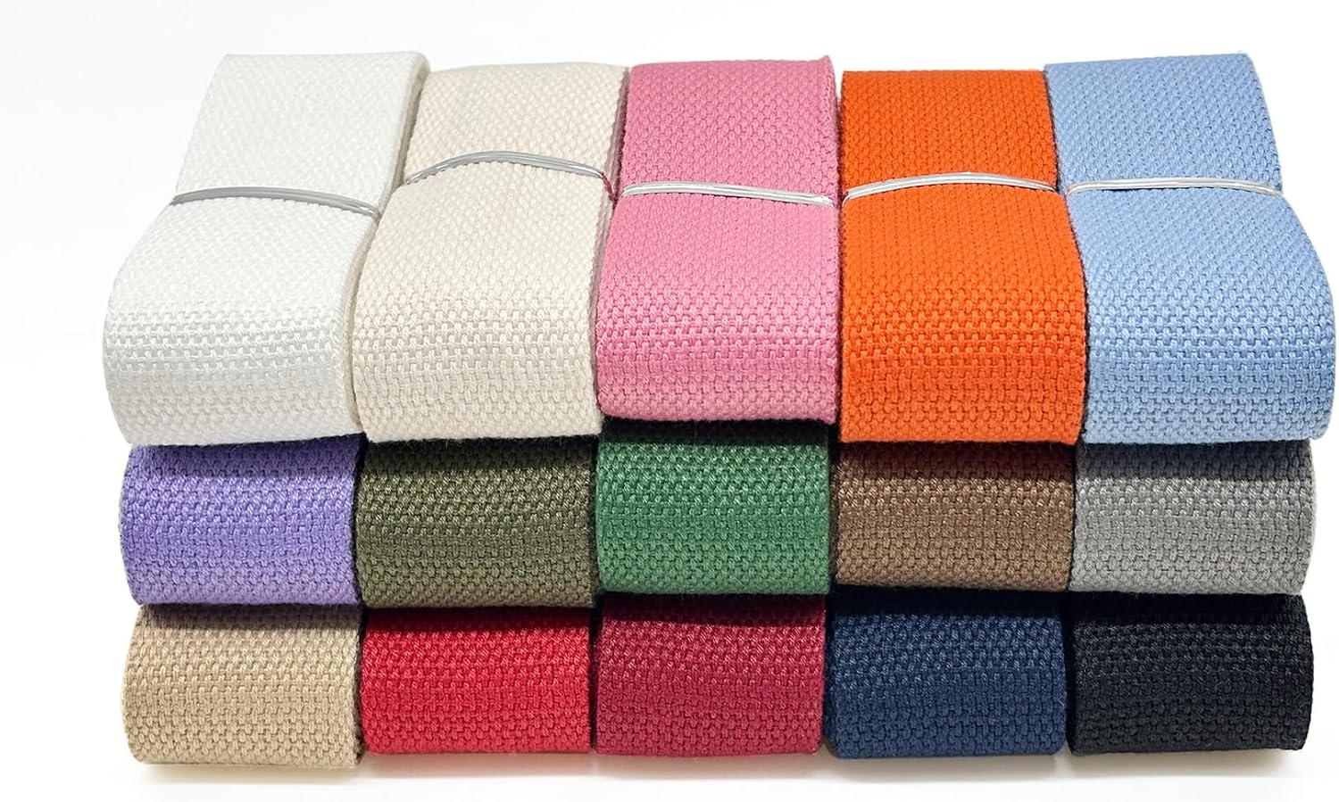 1.5 Inch Cotton Webbing Straps - 30 Yards Polyester Plain Weave Webbing for Sewing, DIY Bag Handles, Tote Bag Straps, Pet Collars, Dog Leashes and Craft Projects (Multi-Color)