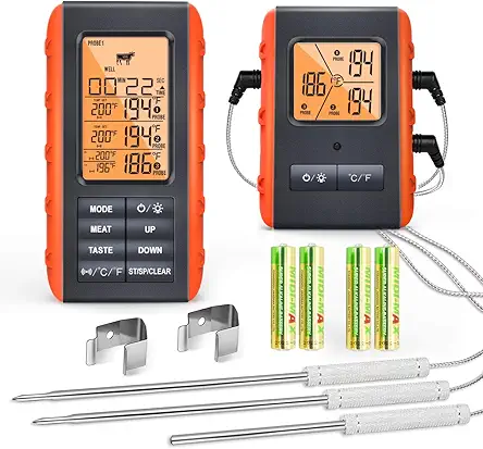 Wireless Meat Thermometer for Grilling Smoking - Kitchen...