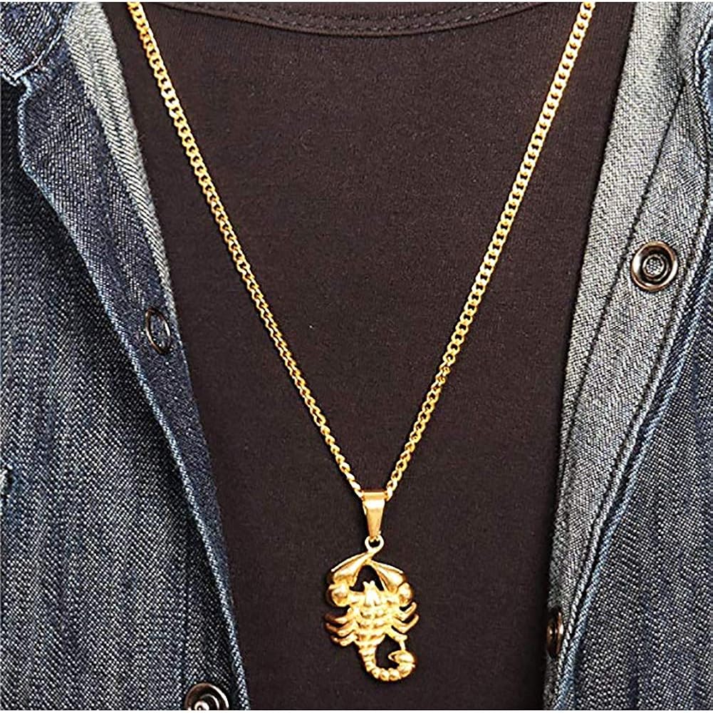 YOOE Gold Scorpion Pendant Necklace. Punk Animal Stainless Steel