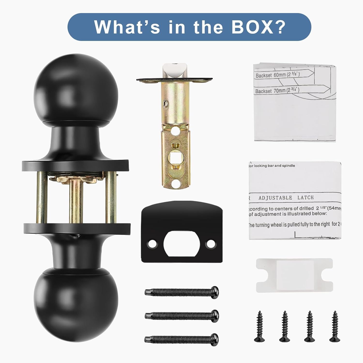 Knobonly 10 Pack Privacy Door Knobs and 10 Pack Passage Door Knobs Interior, Matte Black Door Handle