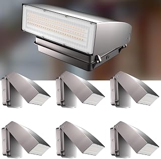 Lightdot 150W Ultra Bright LED Wall Pack Light, 22,500LM 5000K Adjustable Dusk-to-Dawn Security Light with Photocell, ETL Listed IP65 Waterproof for Warehouse, Yard, Garage, 6Pack