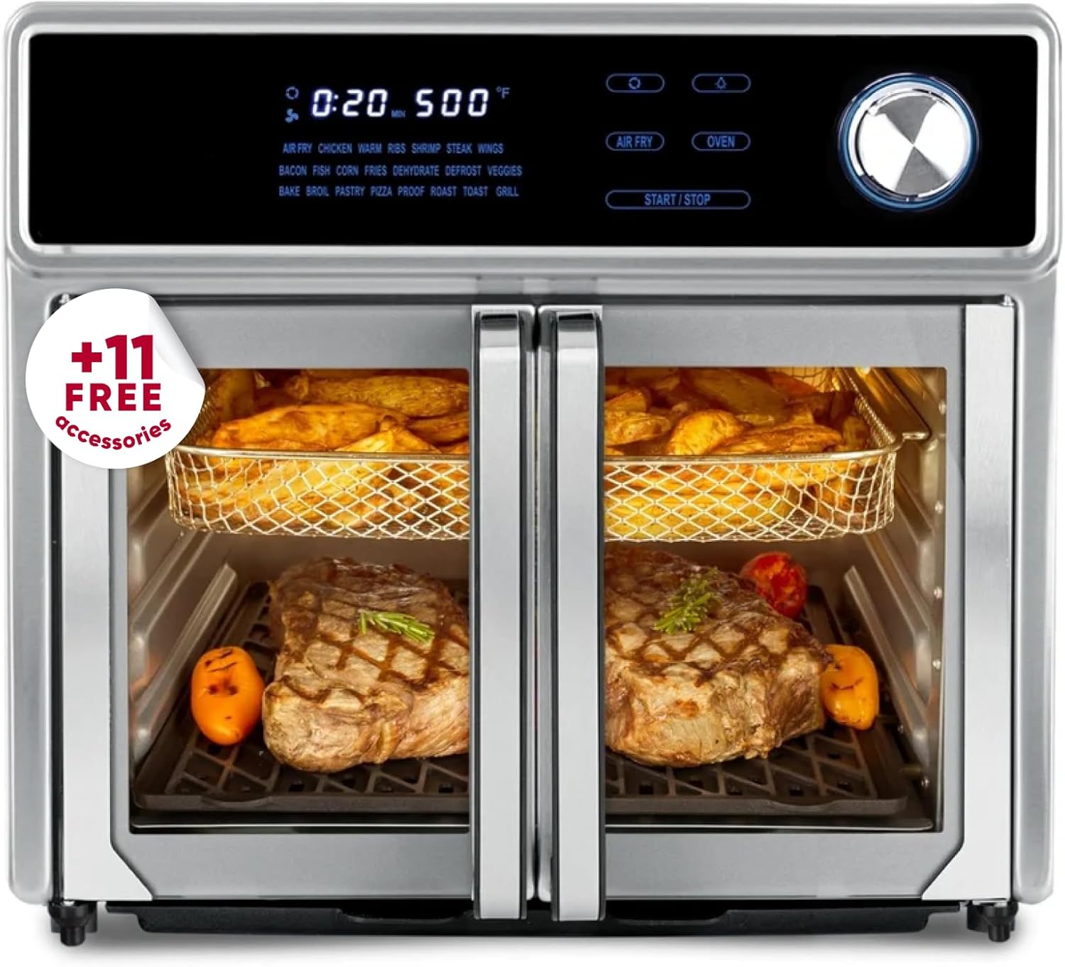 Large Air Fryer Oven 26-Quart |10-in-1 Countertop Stainless Steel Toaster Oven Combo | Non Toxic Family Size Air Fryer – Frying, Baking, Toasting, Dehydrating, Rotisserie | 1700W 360° Heating Large Air Fryer Oven 26-Quart |10-in-1 Countertop Stainless Steel Toaster Oven Combo | Non Toxic Family Size Air Fryer – Frying, Baking, Toasting, Dehydrating, Rotisserie | 1700W 360° Heating