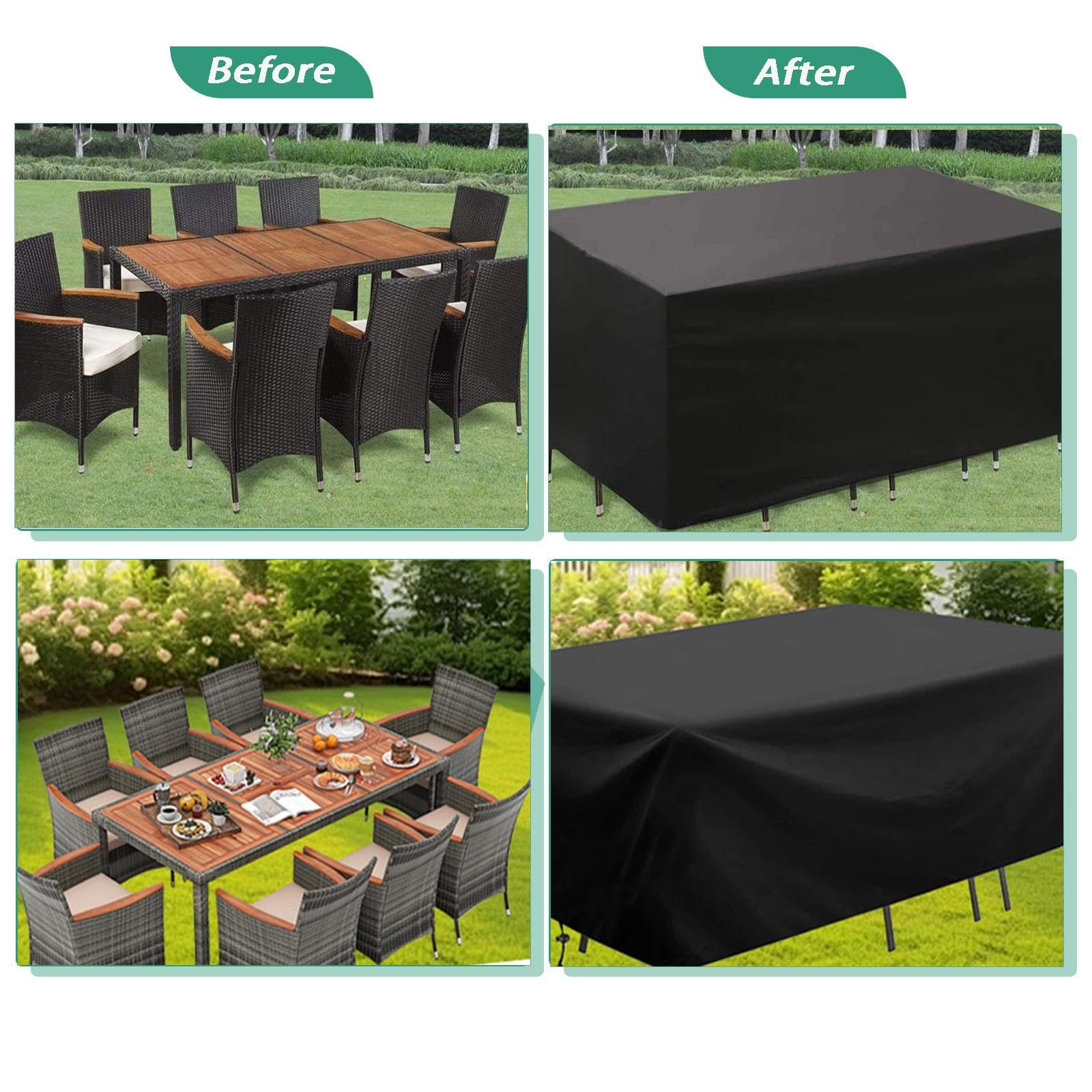 Copertura per Tavolo Da Giardino Impermeabile 210x90x40cm/LxWxH Coperture per Tavoli Da Giardino Esterno,420d Oxford Copritavolo Tavolo per Cortile Tavoli Sedie Anti-Uv