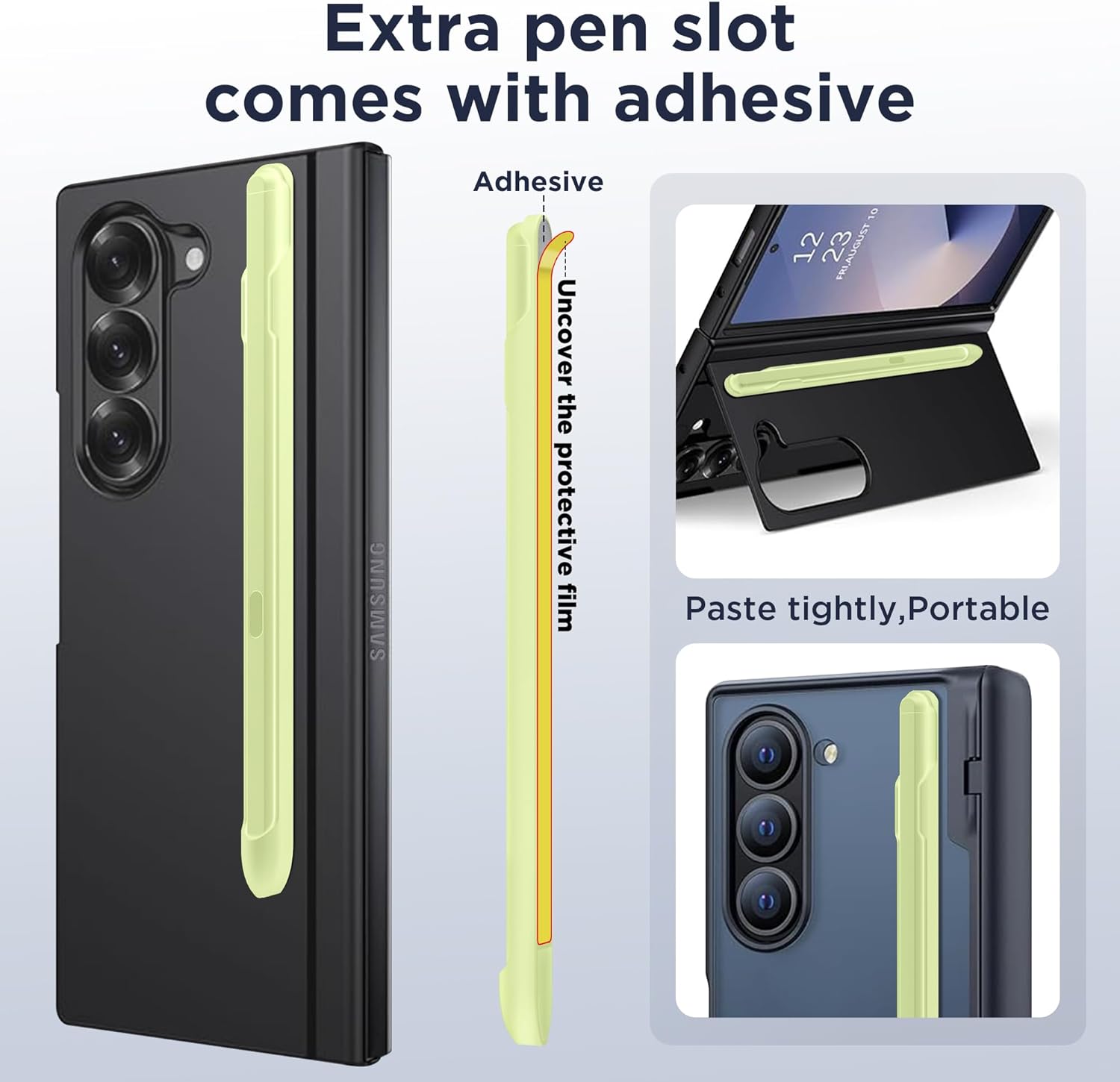 TONGATE for Galaxy Z Fold 6/5 Slim S Pen Fold Edition 4096 Pressure Levels for Samsung Z Fold 6/5 Phones Only, Fold5/6 S Pen Touch Stylus, 1.5mm Pen Tip, with 3* Tips & 1* Pen Holder, Green