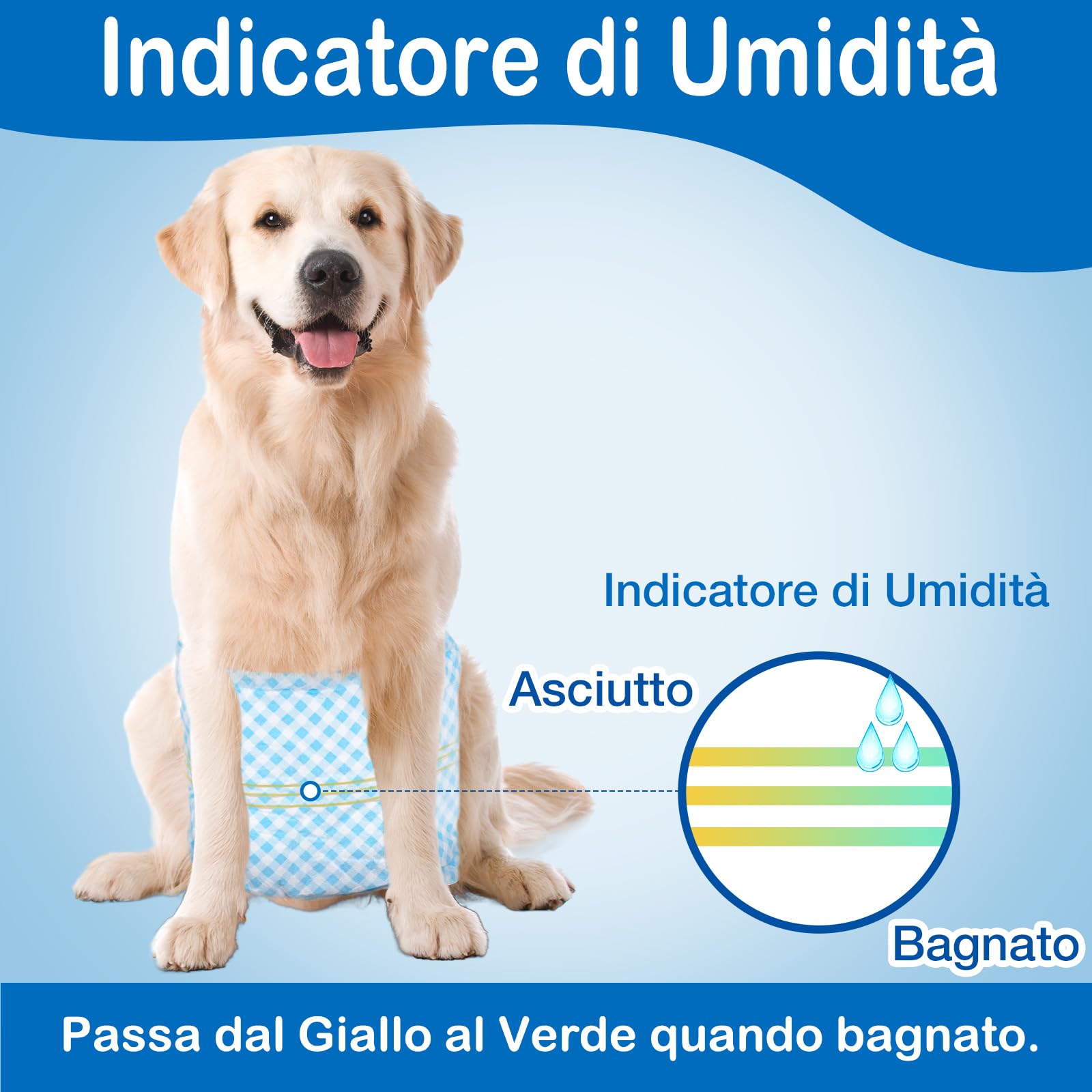 Flying Paws Bande per pancia usa e getta per cani maschi, con indicatore di umidità, super assorbenti, morbidi, pannolini per cani maschili (L, 20)
