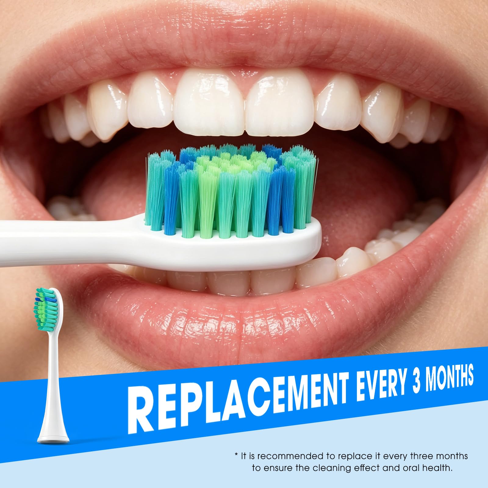 Cabezales de repuesto para cepillo de dientes TAO Clean Sonic, cabezales de repuesto para cepillo de dientes TAO Clean Sonic, cerdas suaves medianas para adultos, blanco, paquete de 4