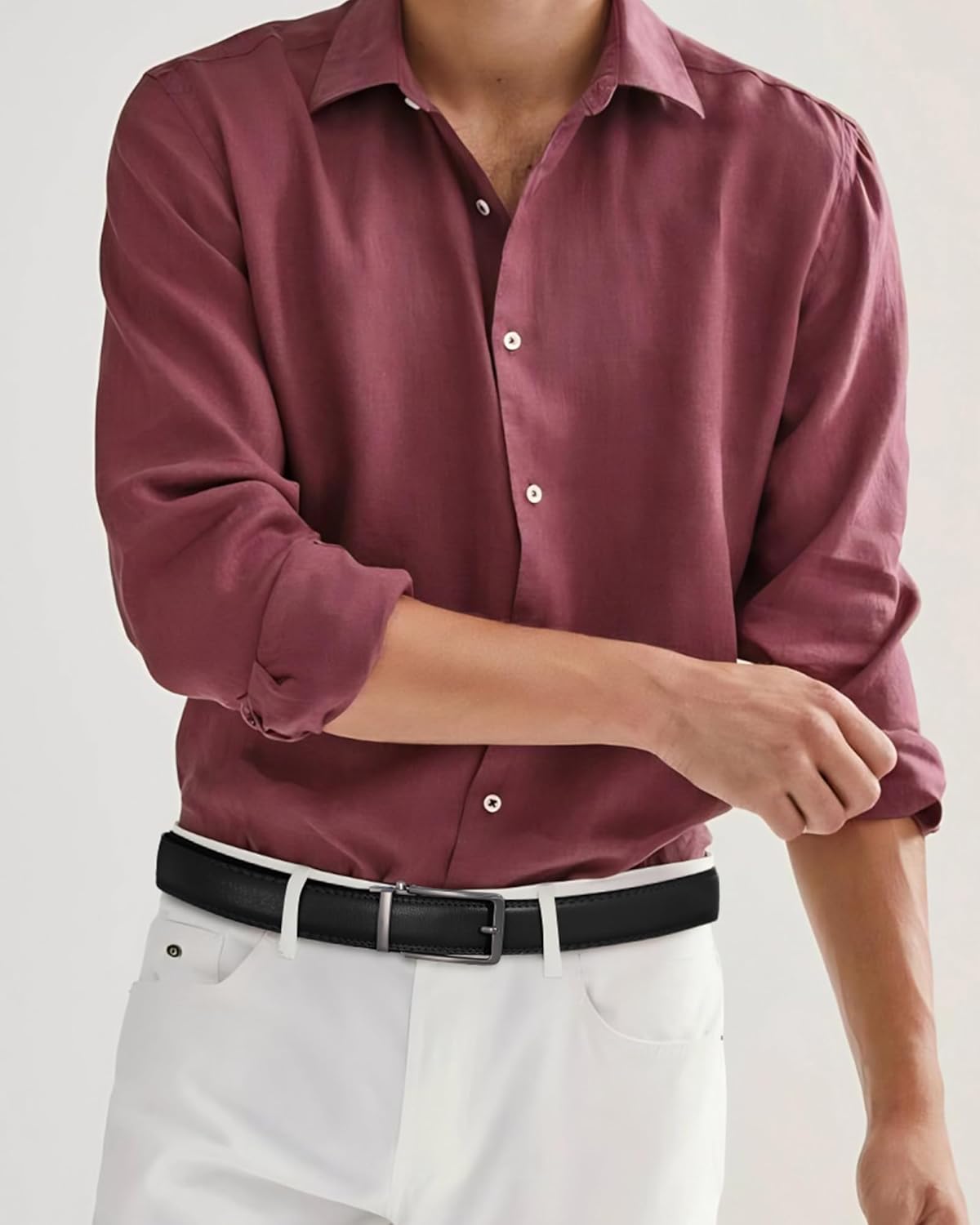 AWAYTR Men Ratchet Genuine Leather Belt - Adjustable Casual Dress Belt for Jeans with Slide Buckle - Image 6