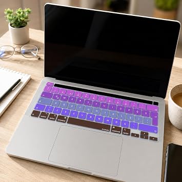 McStorey MacBook Pro Türkçe Q Klavye Koruyucu A2338 M1/M2 A2251 A2289 A2141 Uyumlu Silikon Keyboard Cover Touch Bar 13 inç 16 inç Pembe Mavi