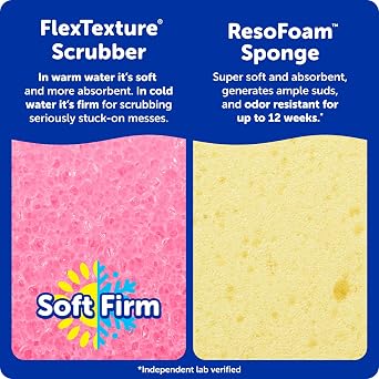 Scrub Daddy Scrub Mommy Cleaning Sponges - Dual Sided Non Scratch Sponge Scourers, Smiley Kitchen Sponges for Dishwashing & Bathroom, FlexTexture Dish Scrubber Sponge, Assorted 3 Pack