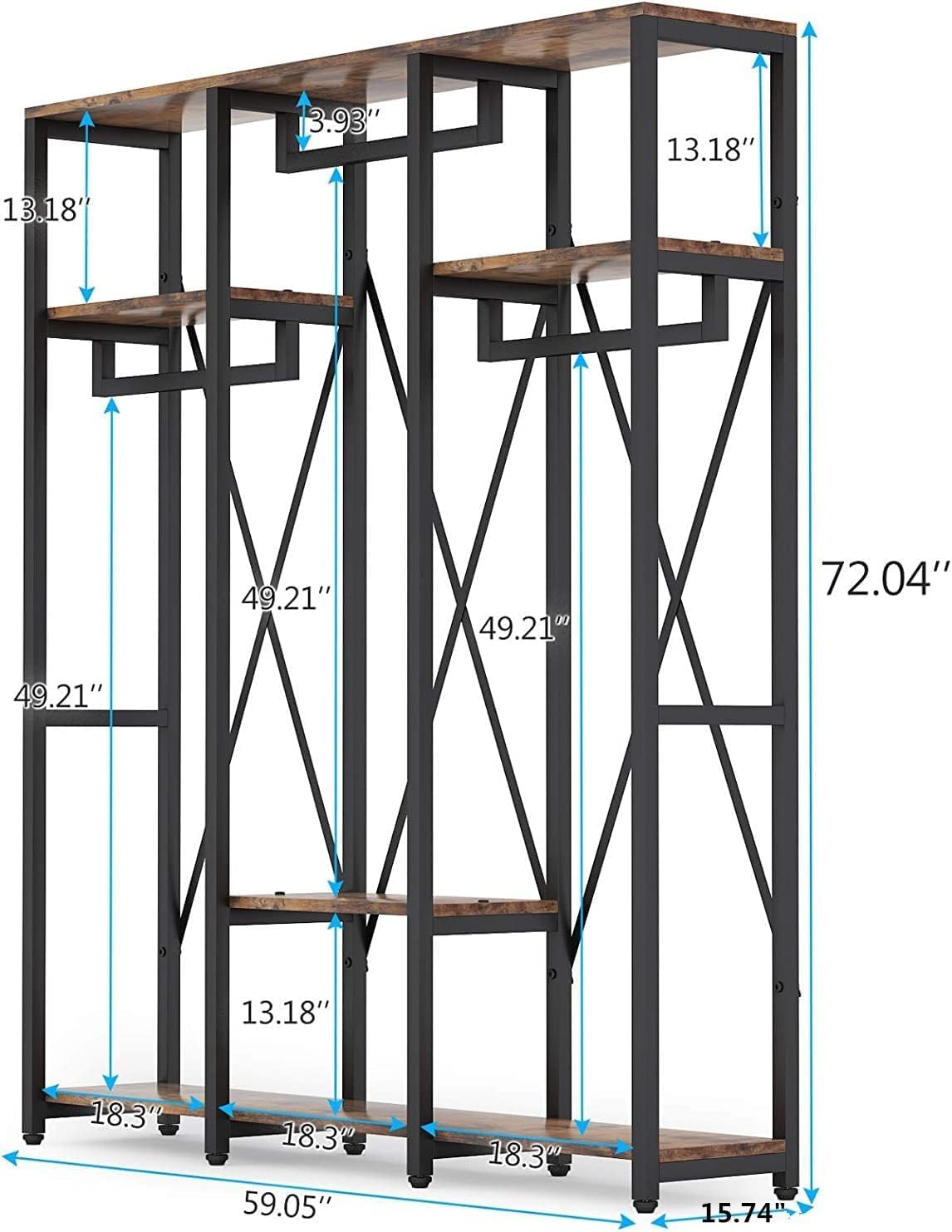 Dimensions diagram of the Tribesigns Freestanding Closet Organizer