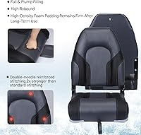 Vista 4 de Elite Asiento Plegable para Barco Bass Back Asiento para Barco Asiento Plegable para Barco de Pesca, Pack de 2, Negro/Carbón
