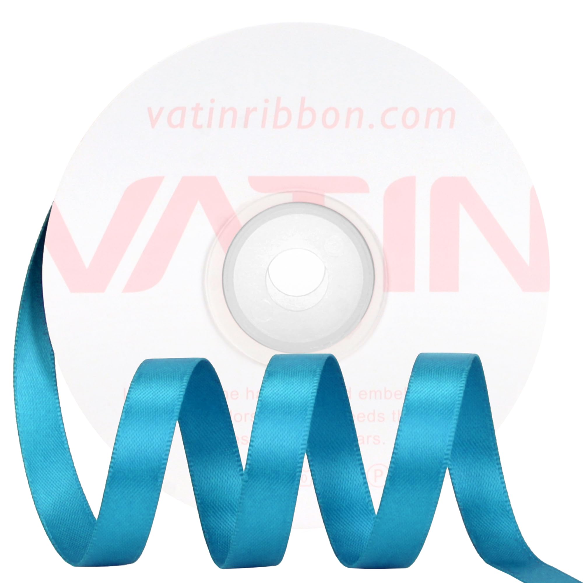 VATIN Double Face Turquoise Satin Ribbon 10mm X 22m,Blue Polyester Fabric Ribbon use for Bows Bouquet Gift Wrapping