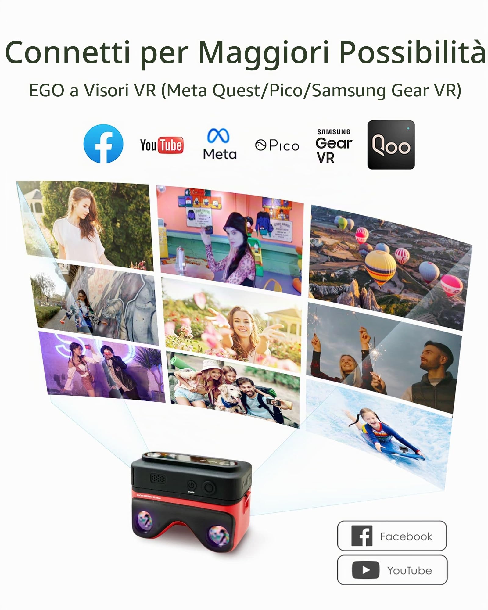 KanDao QooCam Ego - Telecamera VR 3D integrata con visualizzatore, video 4K 60 fps, display istantaneo stereoscopico, per viaggi, feste, dispositivo creato da contenuti VR, occhiali AR compatibili