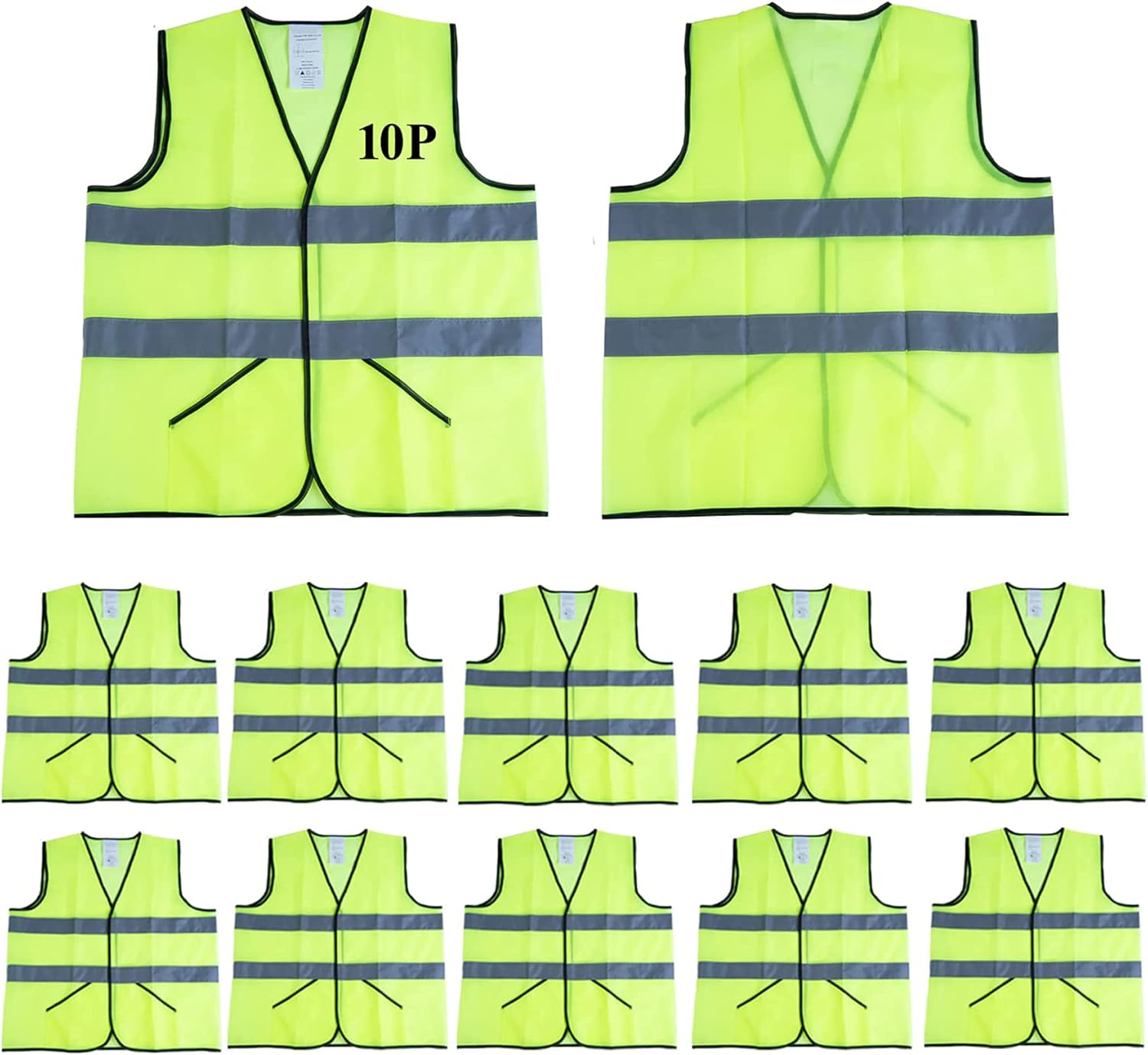 Buy Pockets Safety Vest 10 Pack Bulk Yellow Reflective High Visibility