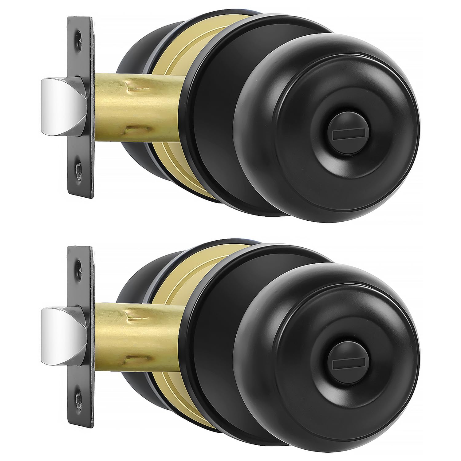 Matte Black Privacy Door Knobs - 6 Pack Locksets -13