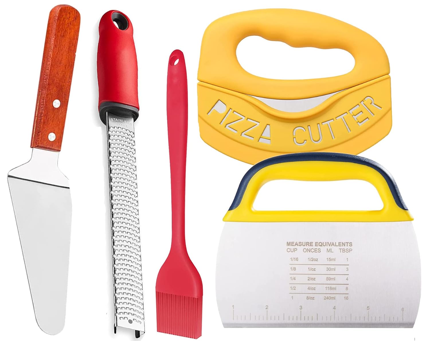 Buy PPlus International Set of 5 Pizza Making Tool Pizza Cutter with Cover Pastry Scraper