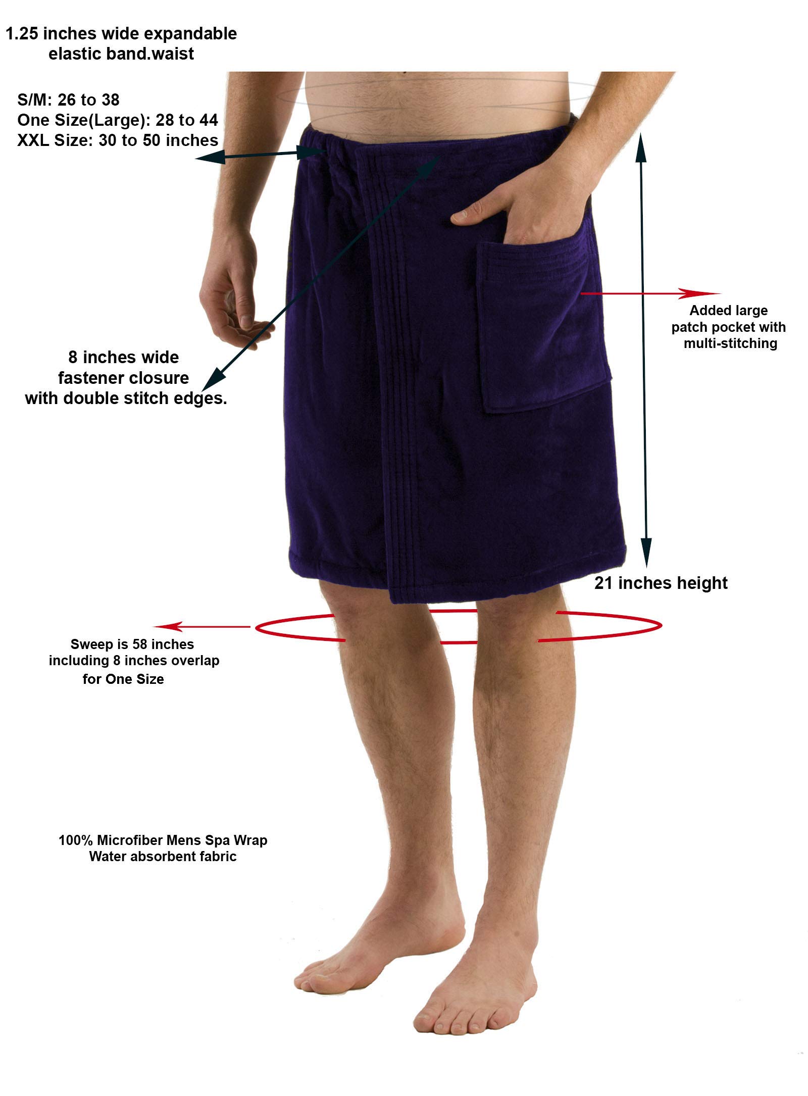 BY LORA Personalized Mens Spa Wrap Towels for Beach Swimming Pool and Spa, One Size, Charcoal Wrap