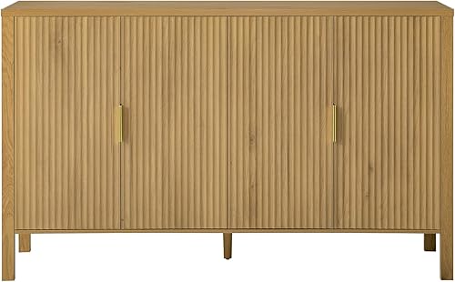 Miniatura 191 de Aparador moderno y elegante con patas y asas de metal dorado y estante ajustable, mesa consola clásica de 60 pulgadas, mesa de sofá, mesa de entrada