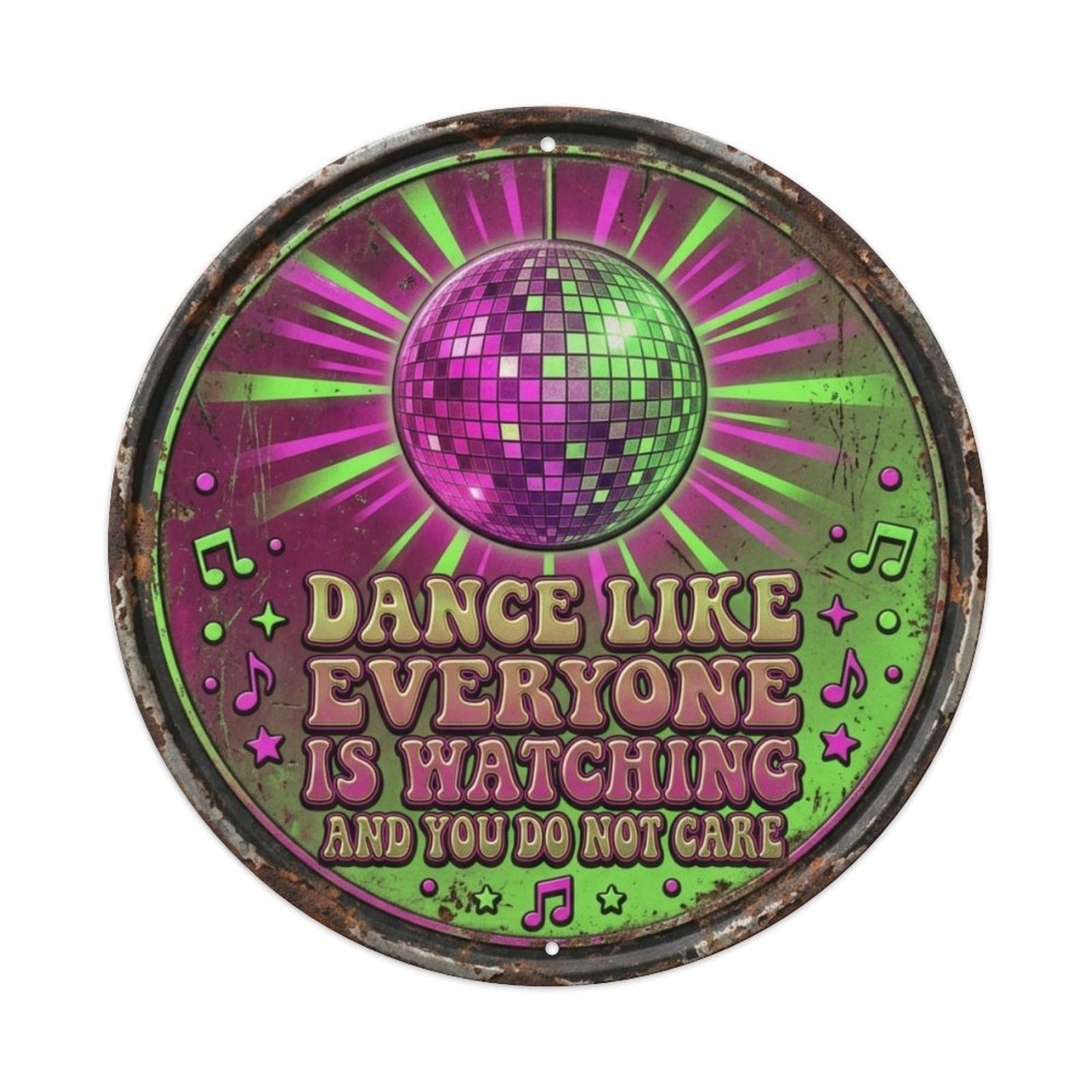 Disco Ball Optimism Livingroom Vintage Metal Tin Sign Plaque Wall Decor for Cafe, Club Bar, Office, Garden Metal Poster 8x8Inch