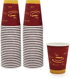 Hot Coffee Paper Cups [Pack of 50] 10oz - Disposable Take-Away Coffee Cups For Hot Drinks- Single-Use Paper Glasses For Espresso, Hot Chocolate, Tea- Cute To-Go Hot Beverage Drinking Cups