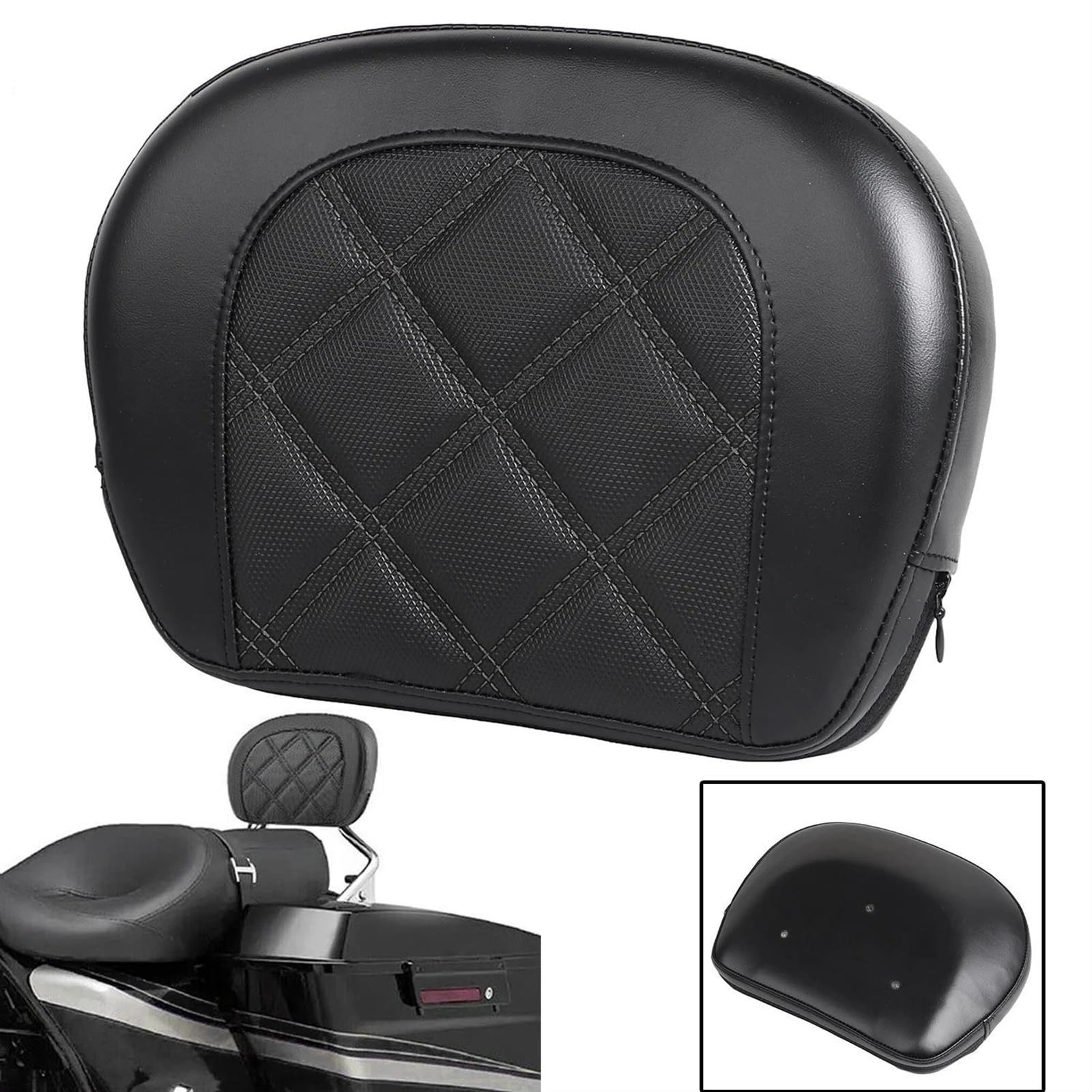 Schienale per Sissy Bar Passeggero in Pelle PU per Moto, Nero, per Harley Touring Electra Glide FLHT Road King FLHR