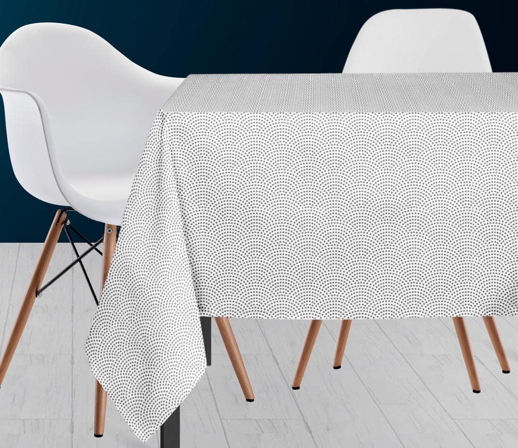 Soleil d'ocre Peacock Tablecloth, Polyester, White, 140 x 300 cm