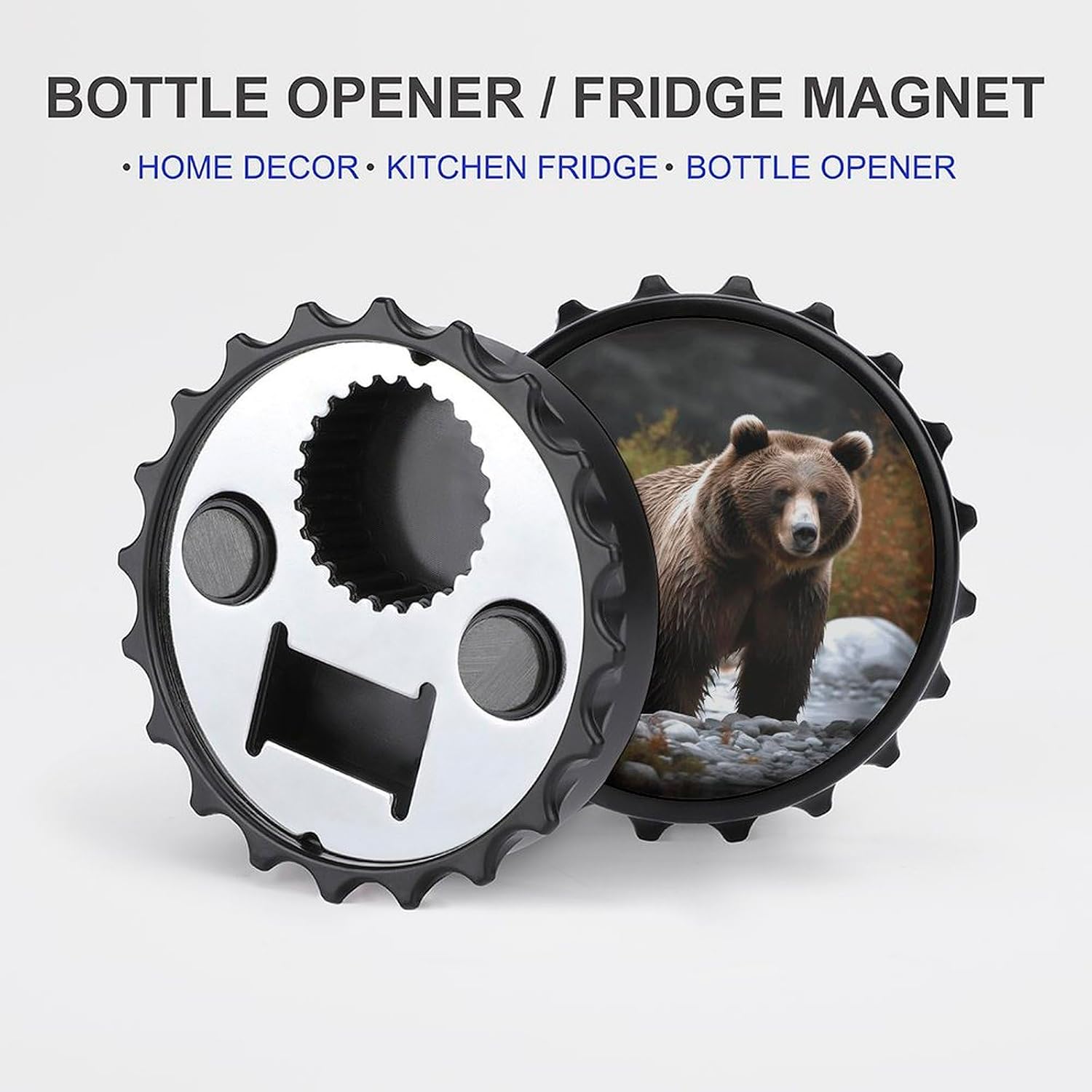 Brown Bear Bottle Opener Funny Magnetic Bottle Opener for Fridge Novelty Decorative Refrigerator Magnet Beer Openers Wall Mounted Corkscrew for Beer Lovers Dads Friends Black image 5