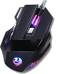 Mouse Gamer 7D 3200 DPI Ajustável 7 Botões Luzes Led RGB Alta Precisão e Velocidade, Jogos, Trabalho, Estudos, Cabo Reforçado Super Rápido Ergonômico Antideslizante Clique Duplo Premium