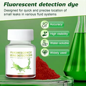 JAOJAO Leak Detection Dye, Water Tracing Dye High Concentration Quickly Dissolves in Water Safe for Pool, Spa, Plumbing, Roof, Car, Efficient Visibility, Fast Detection, Red, 30g