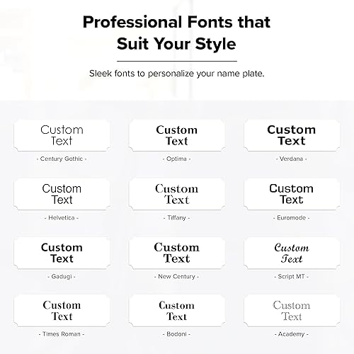 Miniatura 8 de Placa de nombre grabada, placa de nombre personalizada, 2 x 6 pulgadas, 18 colores, 72 iconos, 4 estilos de esquina, 12 estilos de fuentes, 5