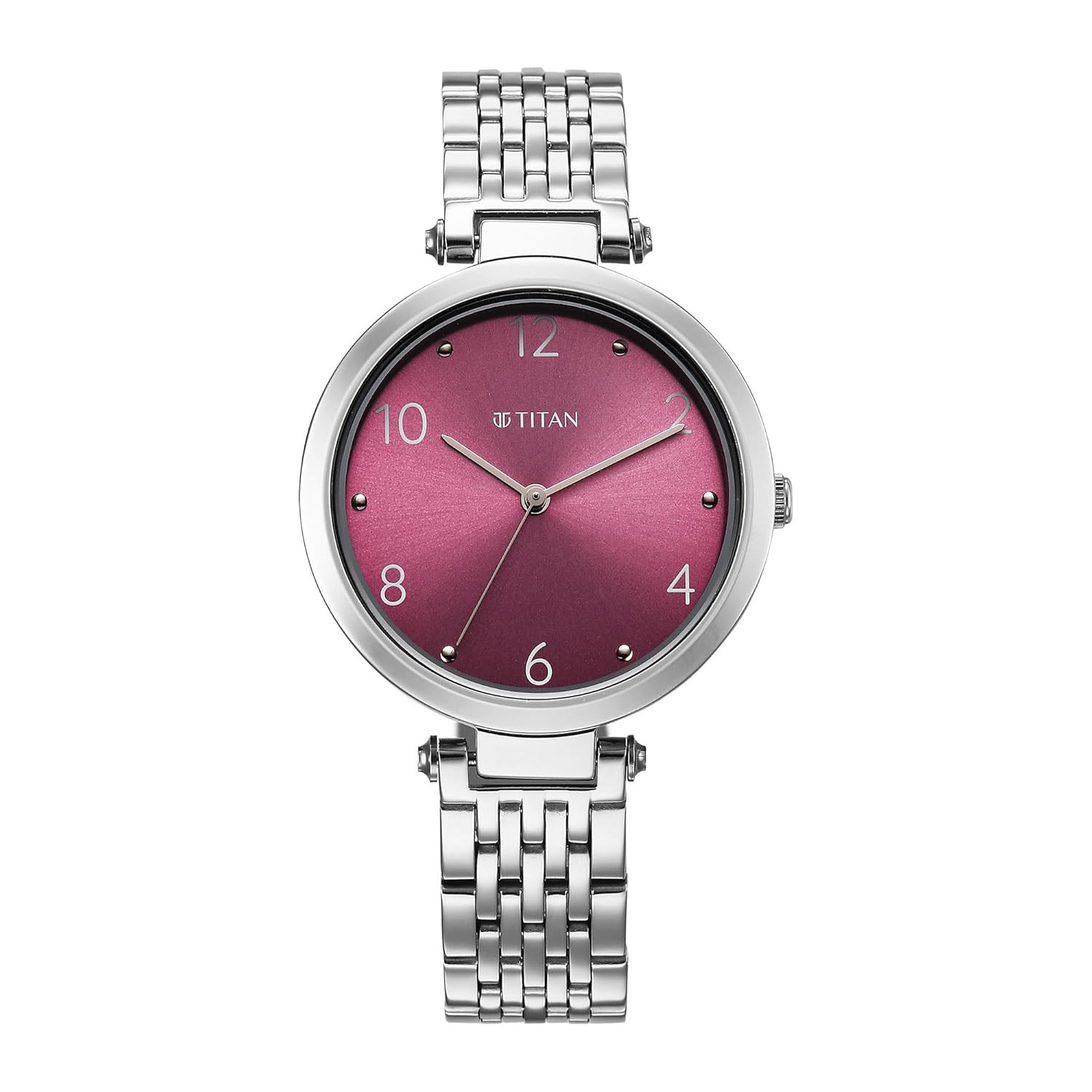 Titan Workwear Quartz Analog Purple Dial Silver Colour Metal Strap Watch for Women