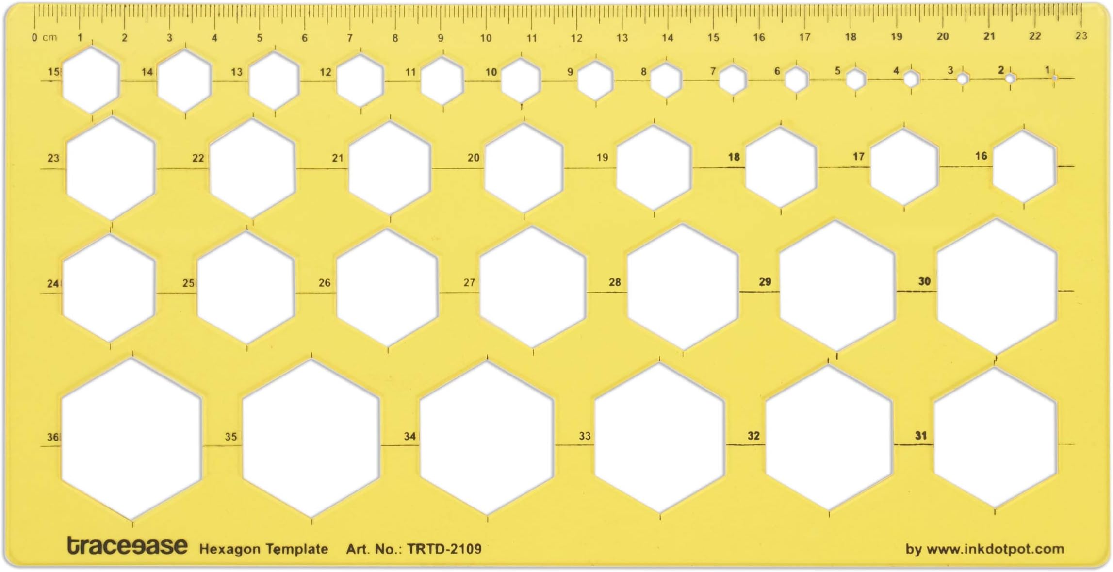 Traceease Geometric Drafting Hexagon Template Drawing Stencil, Designing Template Measuring Ruler