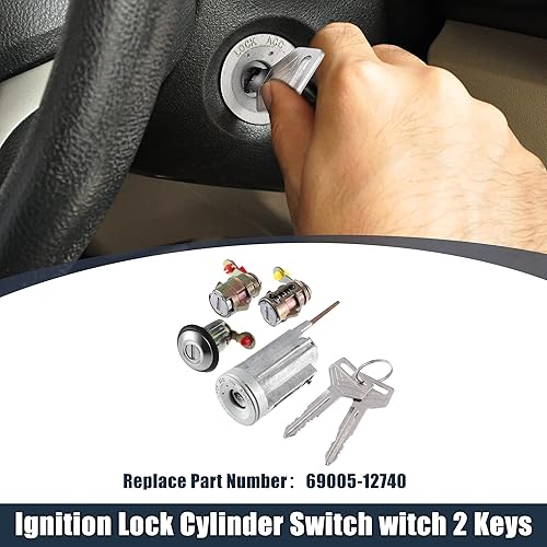Miniatura 2 de X AUTOHAUX 1 juego de cilindro de bloqueo de interruptor de encendido con llave para Toyota Corolla 1987 1988 1989 1990 1991 1992 Reemplazo