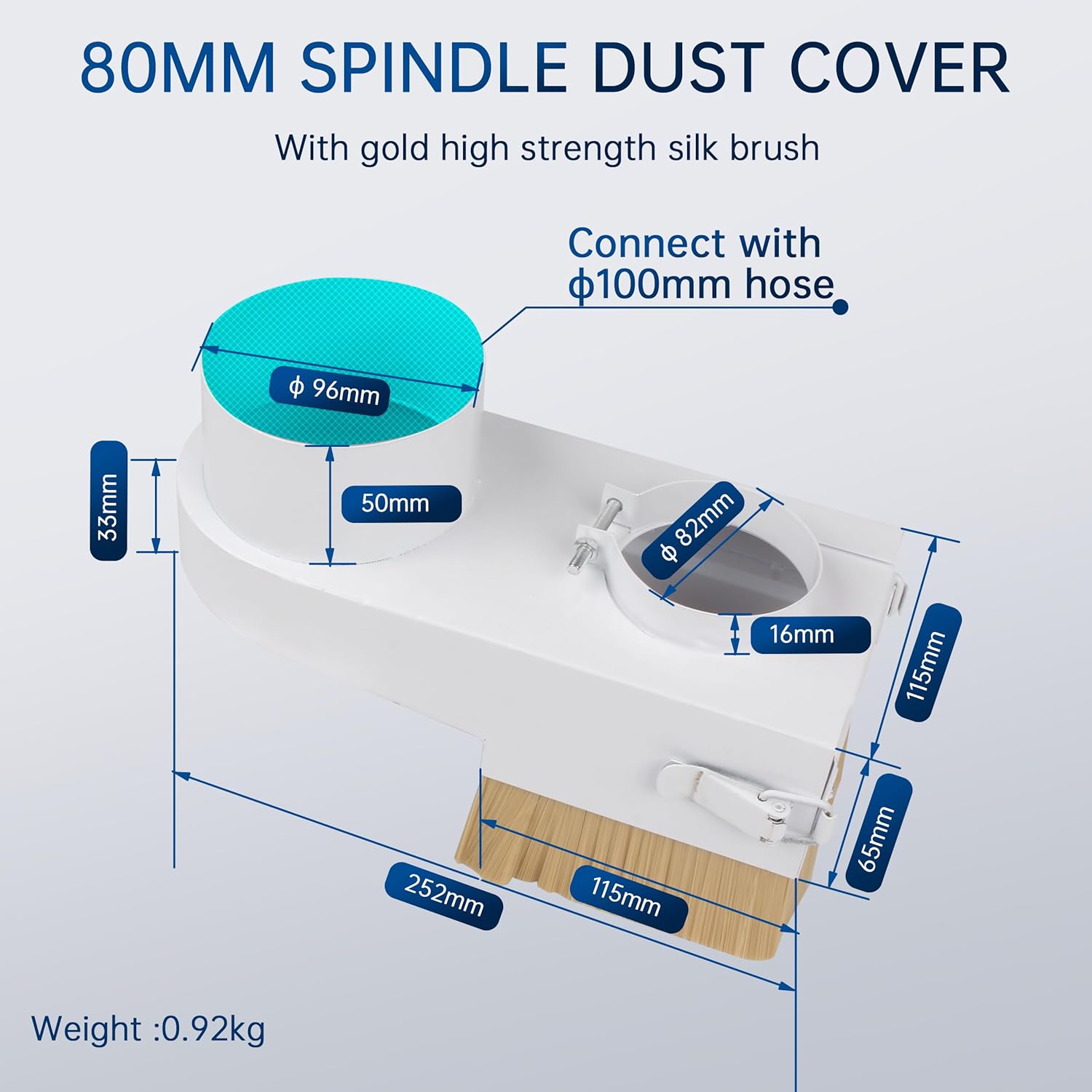 RATTMMOTOR 80mm Spindle Dust Boot Shoe CNC Spindle Motor Double Door Brush Dust Shoe Cover Cleaner Engraving Machine Accessories for CNC Engraver Milling Mahcine (80mm)