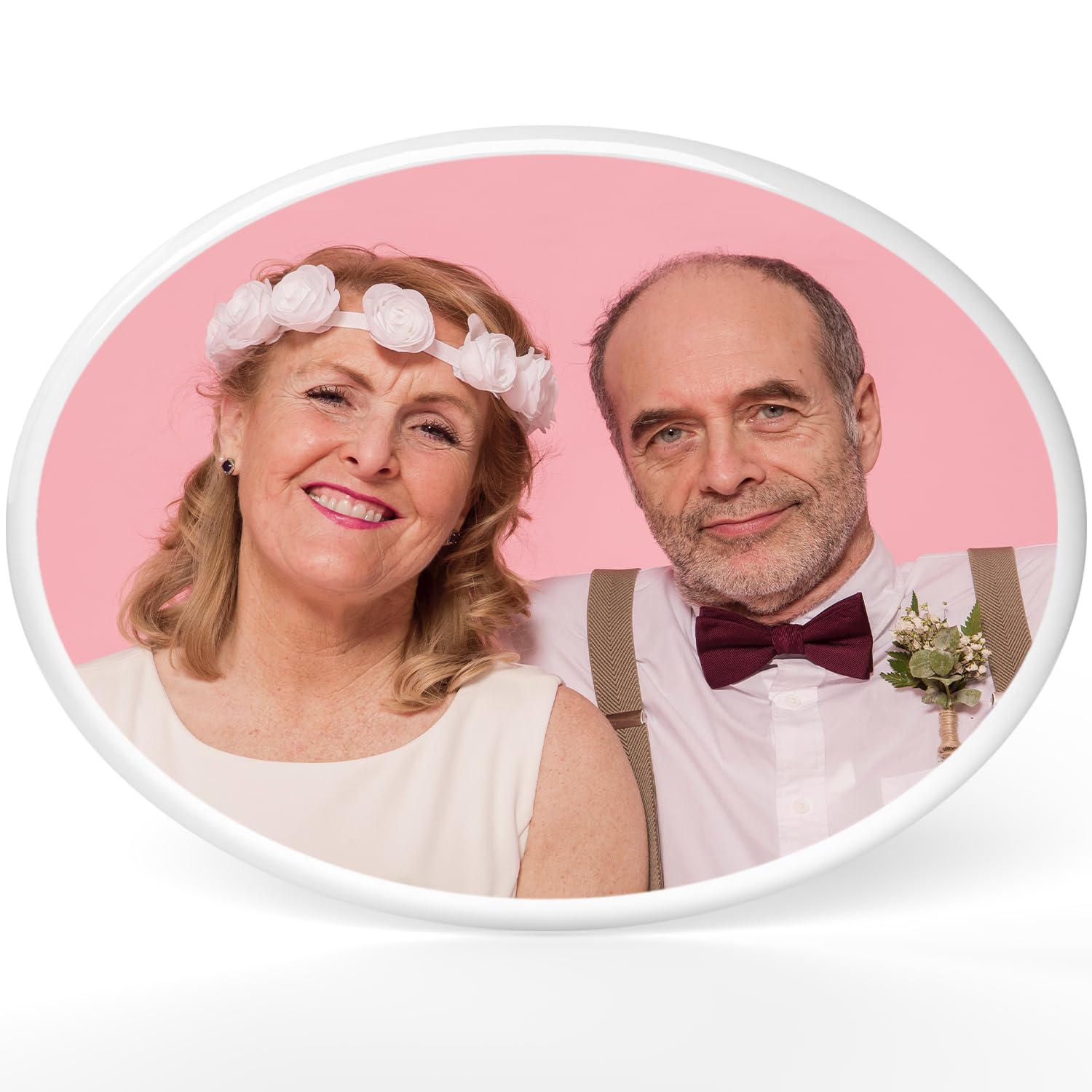 Personalized Ceramic Photo for Headstone, Waterproof Picture for Grave Cemetery Tombstone Pictures Porcelain Cameo Funeral Portrait Memorial Monument Photo for Burial Stone Hanging Decorative Tiles