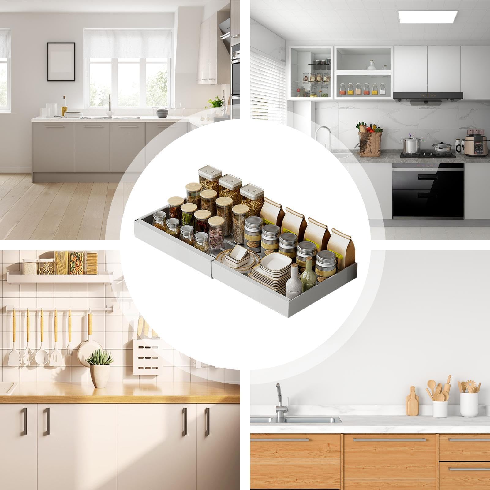 Organizador Cocina Bajo Fregadero Resistente Cesta Extraíble Sin Taladro | Estantes Deslizantes Extraíbles Bajo Fregadero para Cocina, Baño, Despensa, Armario, Cocina, Baño,