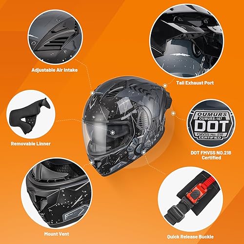 Miniatura 3 de Cascos modulares de motocicleta de cara completa abatible, casco de motocicleta para bicicleta de calle, unisex, modelo 167 para adultos
