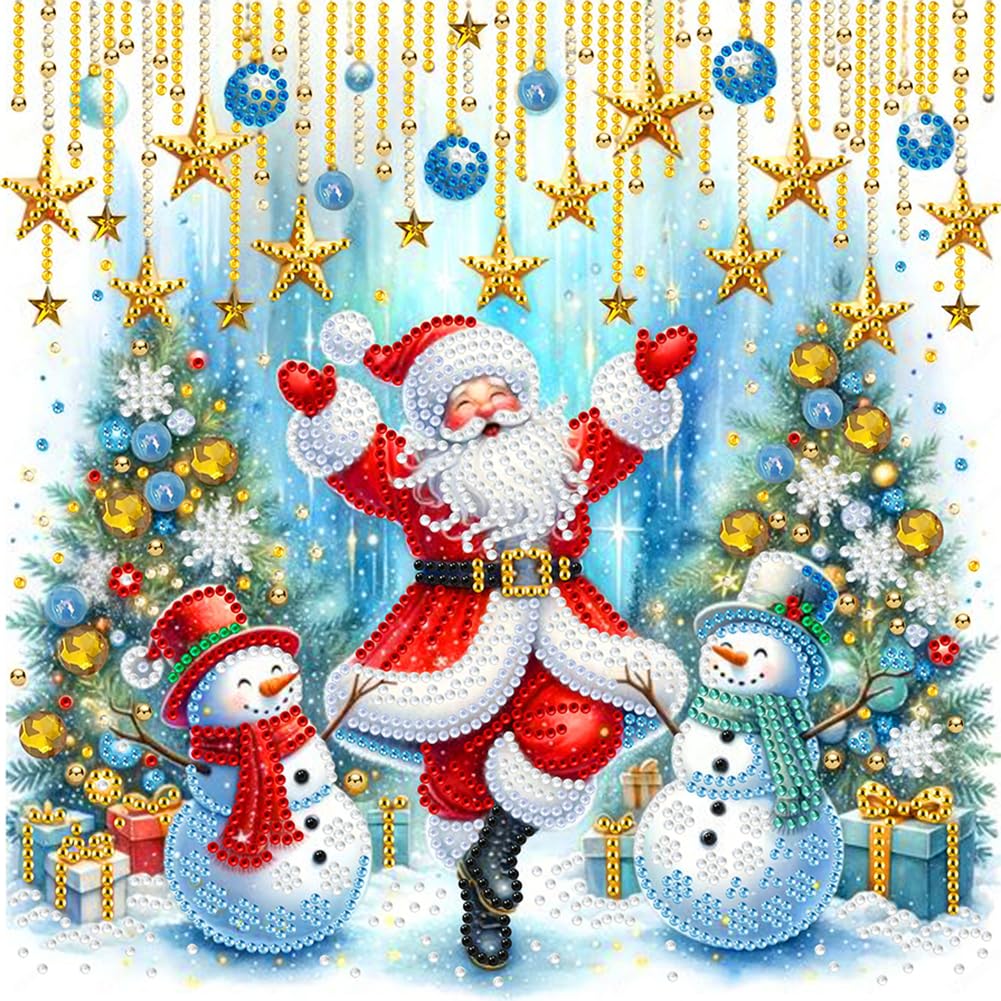 Generic 5D DIY Partial Special Shaped Drill Diamond Painting Kit, DIY Diamond Art Christmas Kits for Adults, Xmas Snowman, 30x30 cm