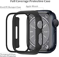 Vista 13 de Paquete de 6 fundas compatibles con Apple Watch Serie 9 8 7 de 41mm con protector de pantalla de vidrio templado, QCKANLJ cubierta protectora