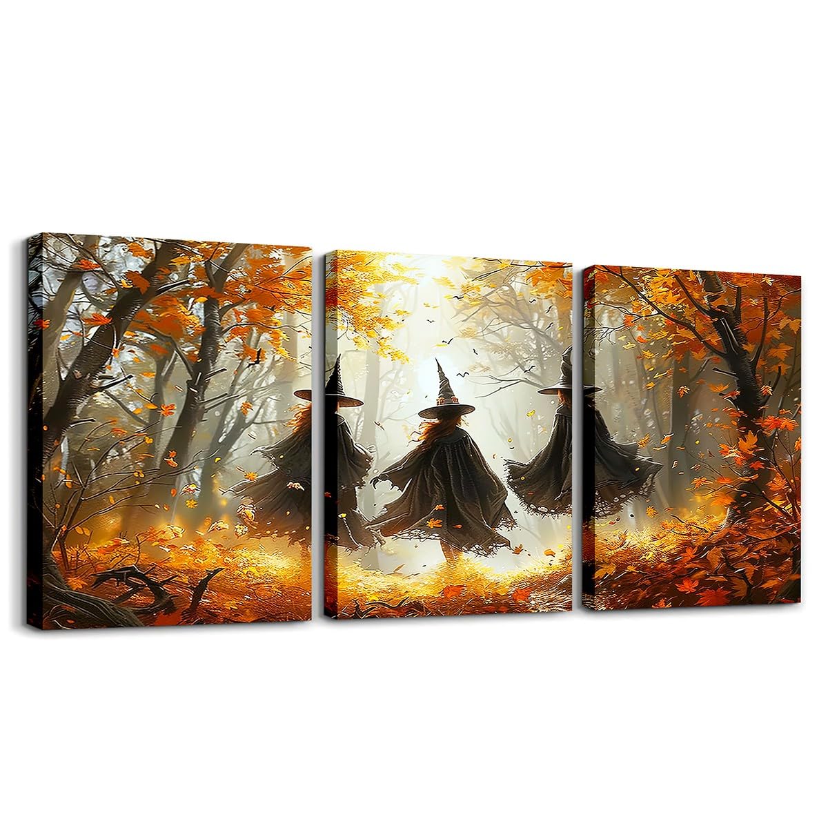 Homewish Halloween Witch Decor Canvas Wall Art Three Witches In The forest Paintings Wall Decor Haunted House Wall Art Witchy Decor Aesthetic for Bedroom Party Wall Decor