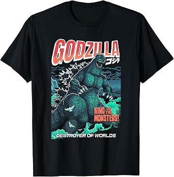 Godzilla Destroyer of Worlds Comic Book Illustration Movie T-Shirt